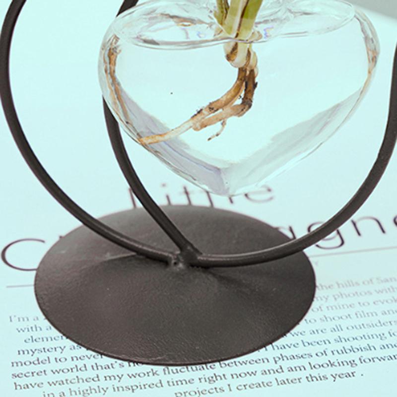 Creative Hydroponic Vase Simple Cat Iron Flower Machine Heart-Shaped Hydroponics Vase Creative Home Living Room Table Decor
