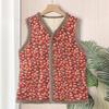 Mom's Floral Fleece-Lined Vest: Small, Cotton Sleeveless Jacket for Autumn/Winter Warmth, Princess Style