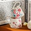 Large Capacity Hand-Painted Cartoon Flower Ceramic Mug - Souvenir Coffee & Water Cup