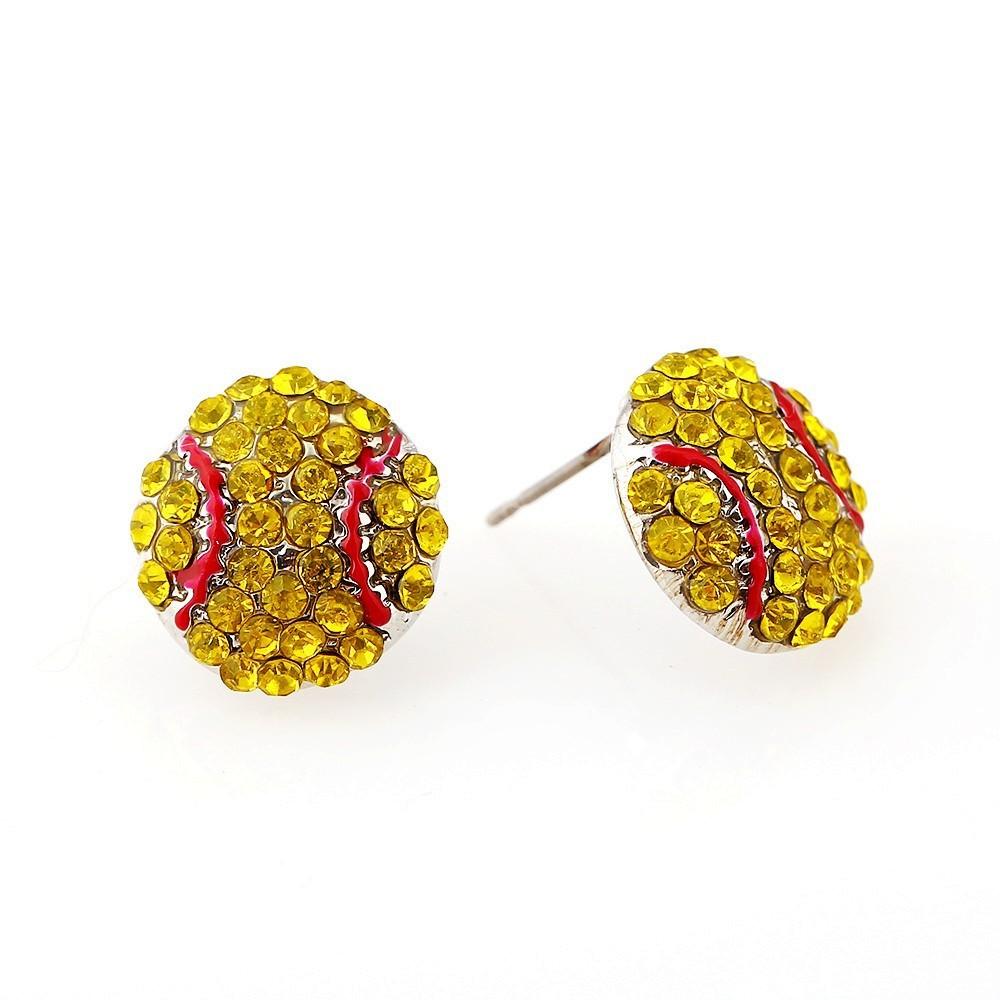 Trend Basketball Spring Baseball Volleyball Earrings With Zirconia Sparkling