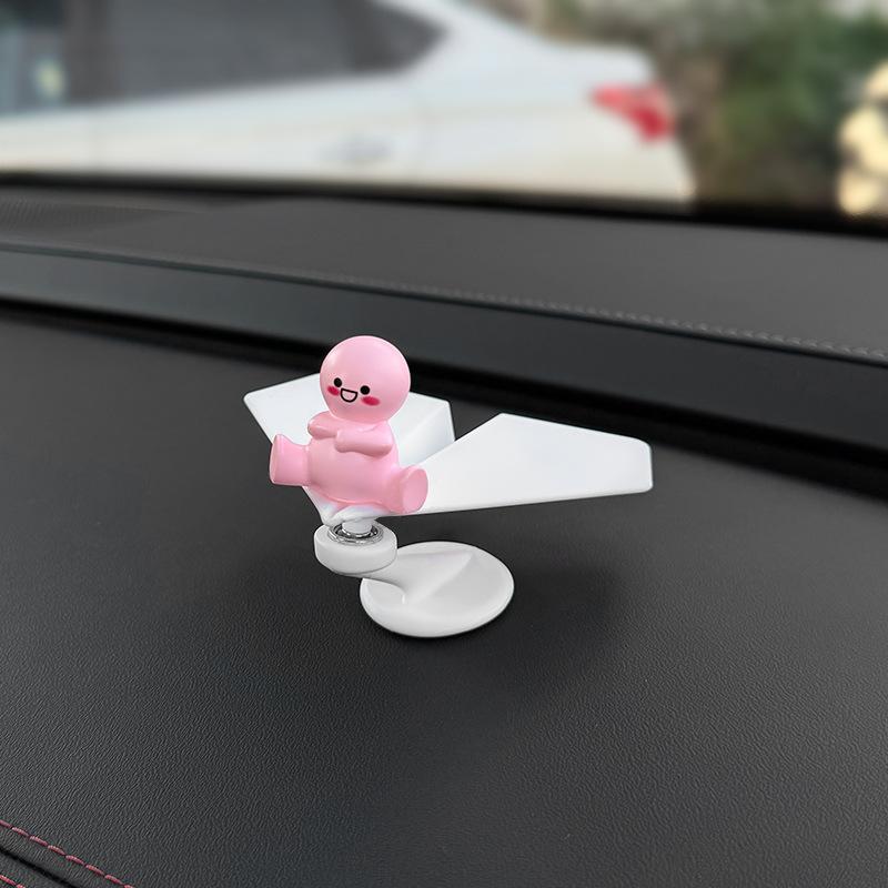 

Cute Cat 360 ° Rotating Airplane Auto Dashboard Decoration Funny Car Interior Ornaments For Car Accessories as the picture