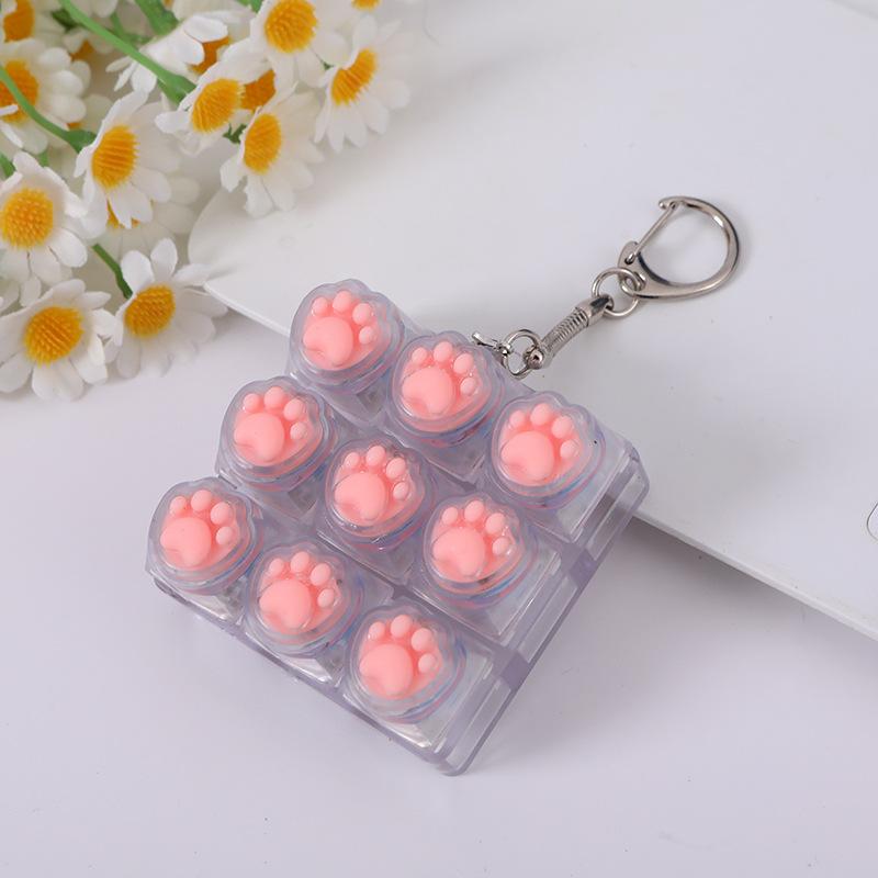 Cat Paw Silicone Fidget Keychain Mechanical Keyboard Button Pop It Stress Relief Toy Bag Charm Cat Lover Gamer Gift