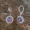 Cute White Blue Fire Opal Stone Round Hoop Earrings For Women Charm Female Silver Color Wedding Jewelry Gift