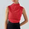 Women's Solid Color Semi-high-neck Sleeveless Vest Pleated  Top T-shirt