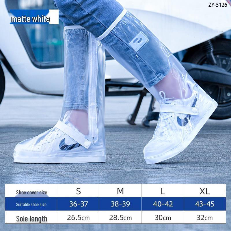 PVC Waterproof Anti-Slip Thickened Rain Boot Covers for Children and Adults, Wear-Resistant and High-Top Design, Suitable for Snow and Riding