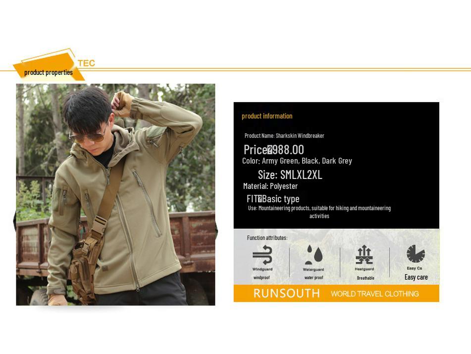 Men's Tactical Waterproof Camouflage Softshell Jacket - Warm Fleece Windbreaker for Outdoor Workwear