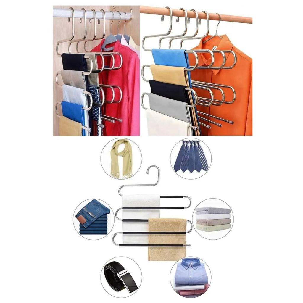 5pcs 5 Tiers Trouser Hanger Scarf Hanger Shawl Dress Clothes Scarf Tie Towel Closet Organizer