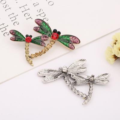 Alloy Dragonfly Rhinestone Brooch Retro Trendy Dripping Cute Insect Animal Series Brooch