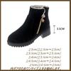1/2plus Women's Ankle-Length Side Zipper Suede Boots for Winter Warmth and Warmth (Green, Size 23.0 Cm)