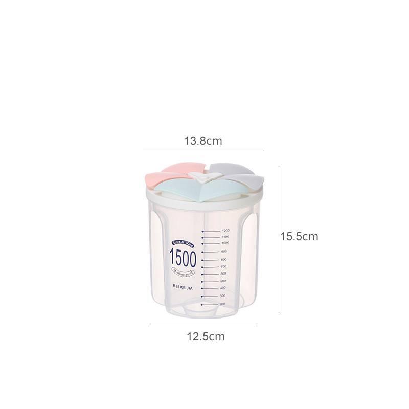 

Grain Food Storage Tank with Snap-on Lid Multi Grid Large Capacity Organizers Divided Design Leak-proof seals for Refrigerator