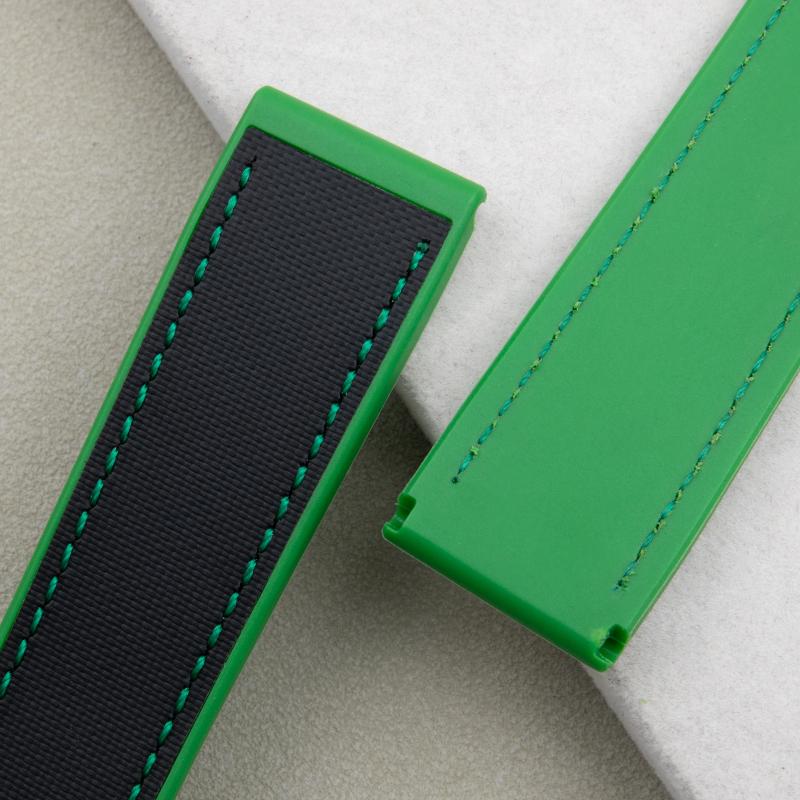22mm Flat End Black Blue Green Canvas Nylon + Rubber Watch Band For Tag Strap For Heuer Carrera Monaco Wristband With Fold Clasp