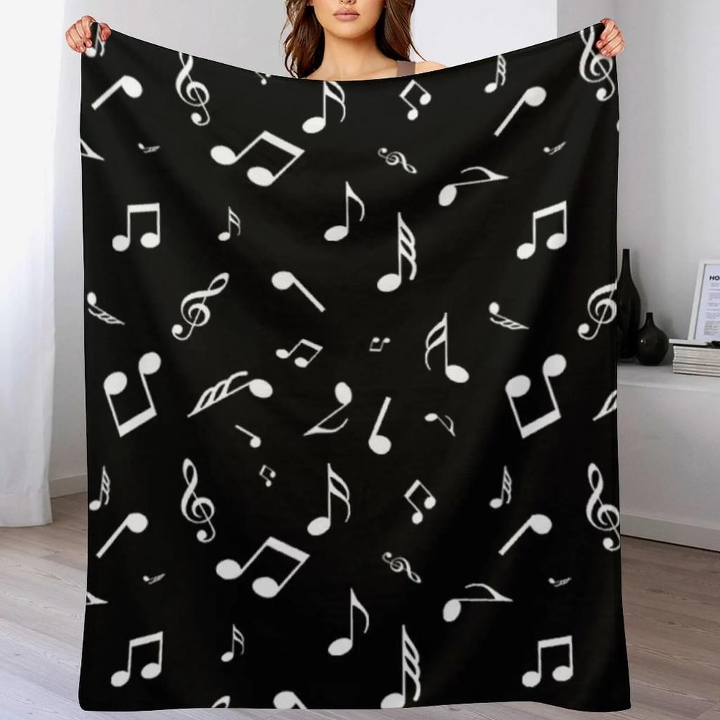 music notes allovers Throw Blanket Breathable Lightweight Blanket for Adults Kids