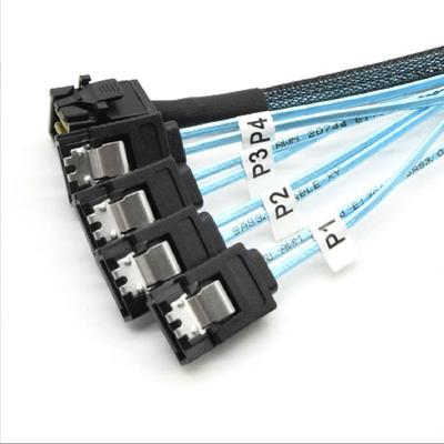 Internal HD Mini SAS SFF-8643 To 4 SATA Connect To Hard Drive Cable 1M