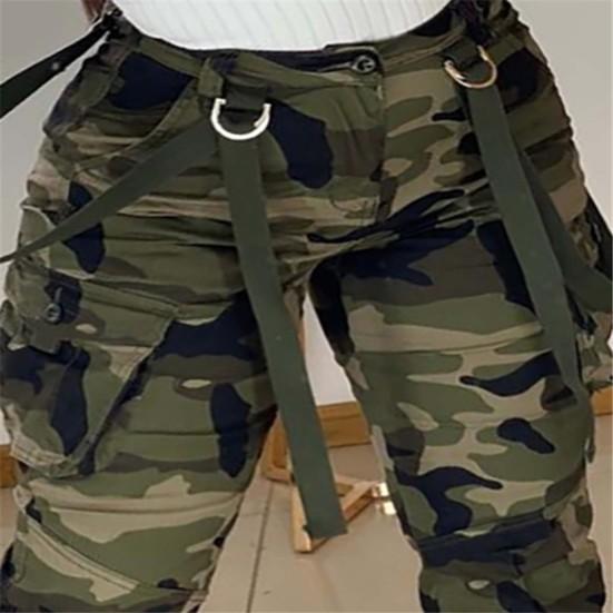 Жіночі штани з камуфляжним принтом, класичні, з манжетами на щиколотках, повсякденні штани карго для щоденного носіння