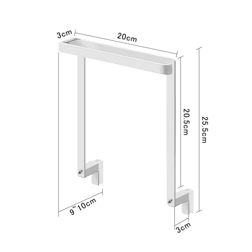 NK Phoenix Kitchen Towel Rack, Towel Bar, Under-Sink Storage, White Cabinet Door, Towel Rack, Towel Hanger, Approx. W20 x D9-10 x H25.5cm