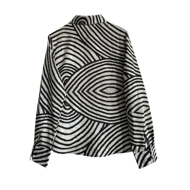 Color Blocked Casual Loose Shirt Women's Button Up Top T-shirt