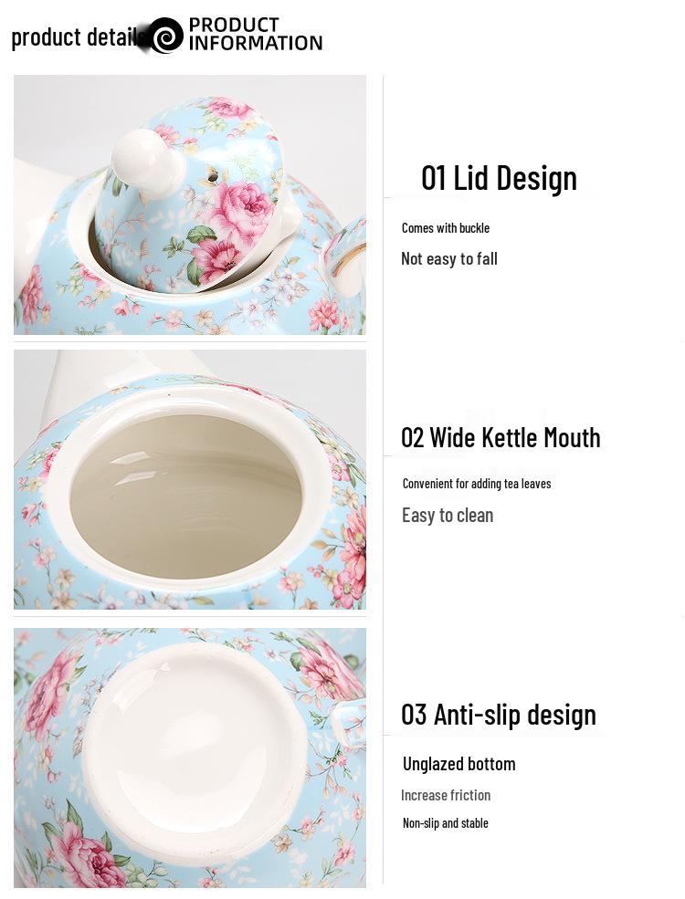 Mother-Child Ceramic Tea Set: Upgraded Pot & Cup with Floral Design