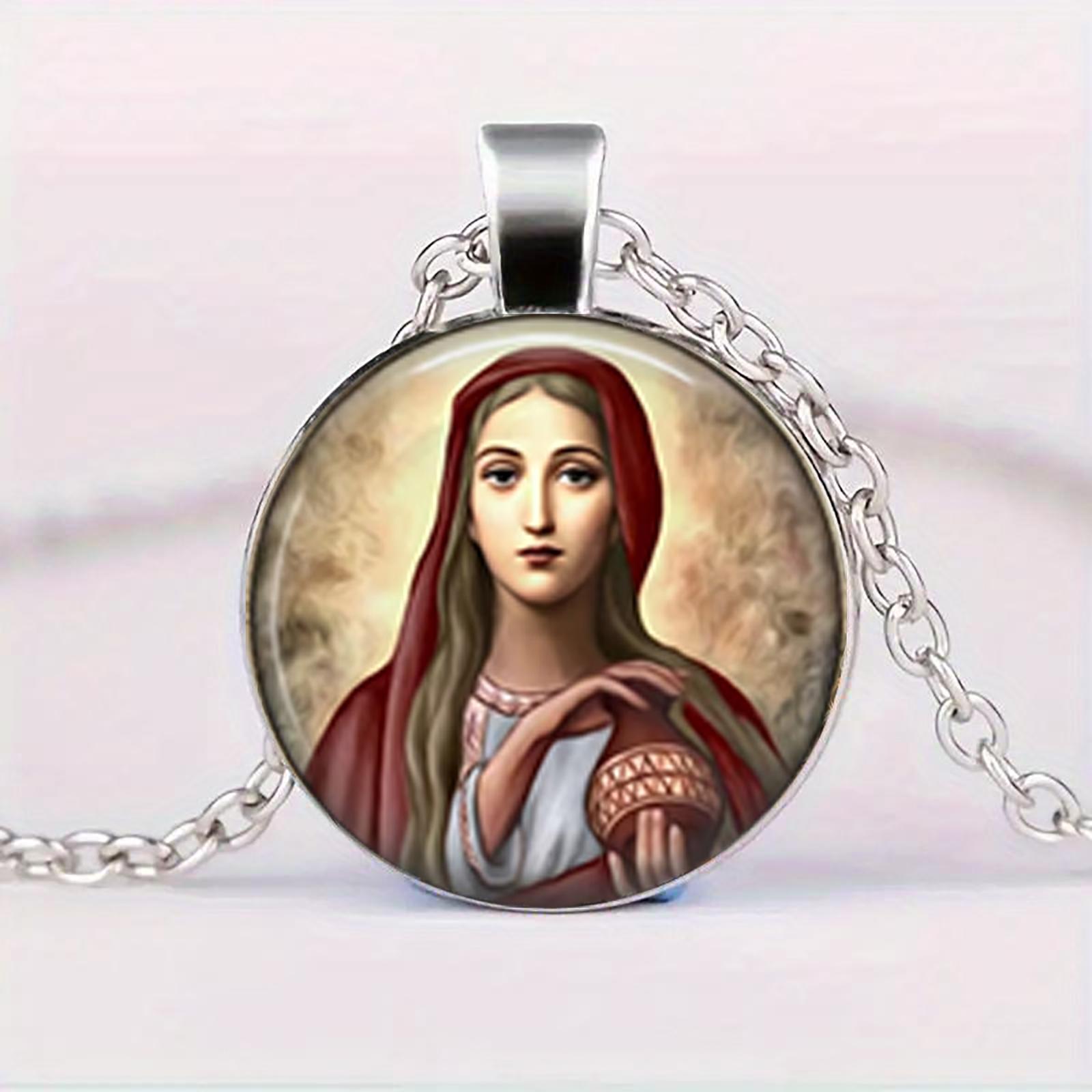 

Христианское ожерелье-подвеска с Девой Марией, украшения веры, надежды, любви, религиозные подарки для женщин, подвеска-ожерелье с драгоценным камнем времени