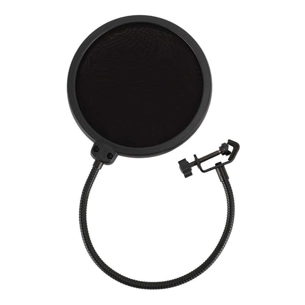 Microphone Pop Filter 360 Degree Adjustable Versatile Sturdy Dual Layered Wind Pop Screen Shield with Gooseneck Stand
