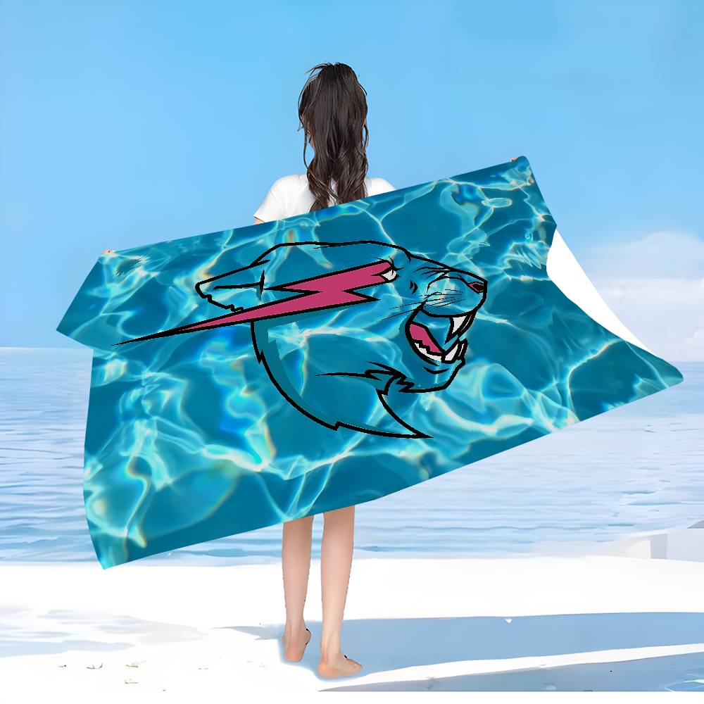 Popular Self Media Bloggers M-MrBeast Microfiber Printed Beach Towel Mountain Climbing Yoga Beach Running Absorbent Soft Towel