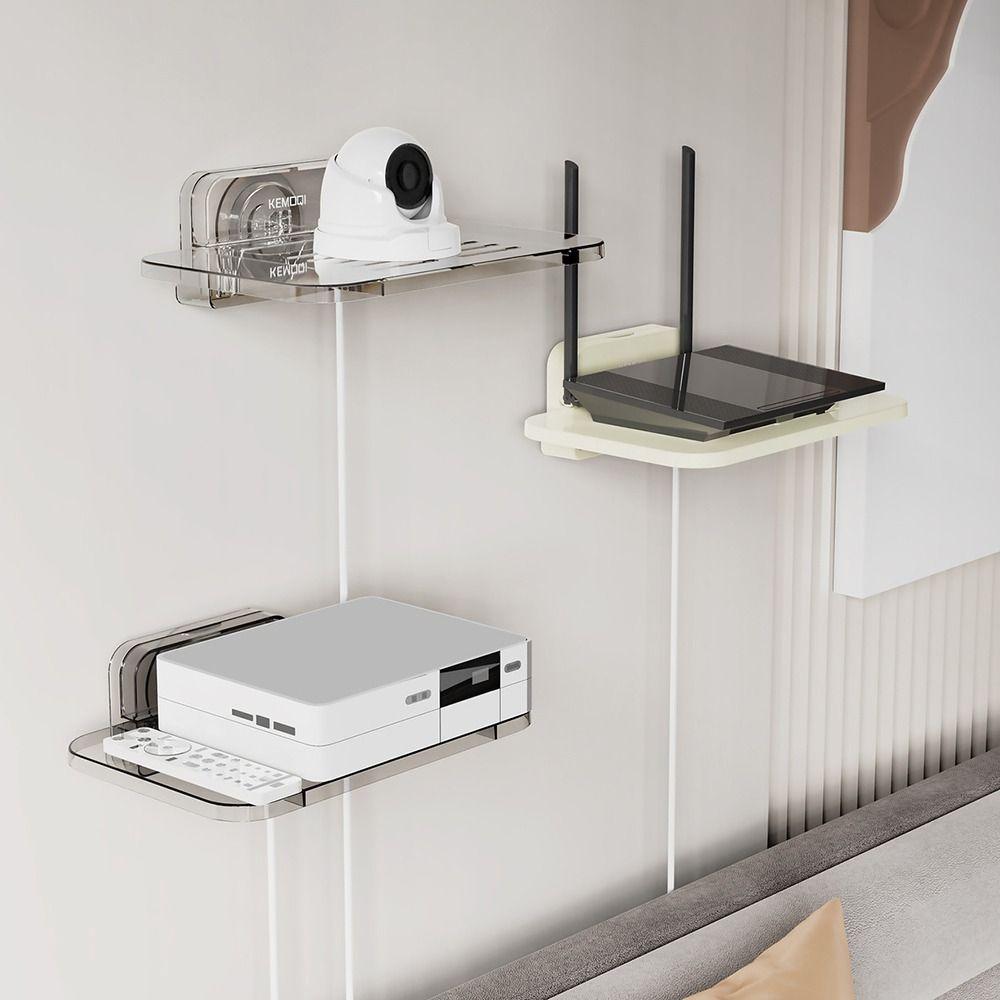 Transparent TV Set-top Box Rack No-Drill Cable Power Bracket  Wifi Room