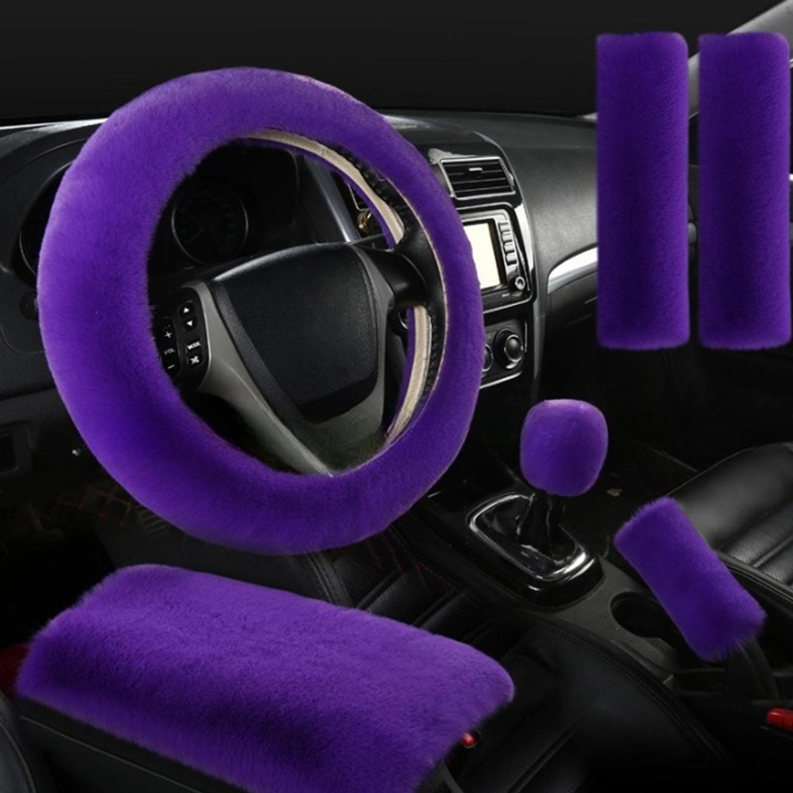 

6 шт. плюшевый автомобильный чехол на руль, протектор ручки, удобный, автомобильный фиолетовый