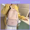 Fashionable Color Blocked Letter Pattern Student Backpack With Pendant Plush