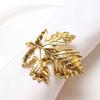 6Pcs/Set Gold Fall Leaf Napkin Rings Vintage Alloy Napkin Holders for 2025 New Year, Thanksgiving, Wedding, Winter, Christmas