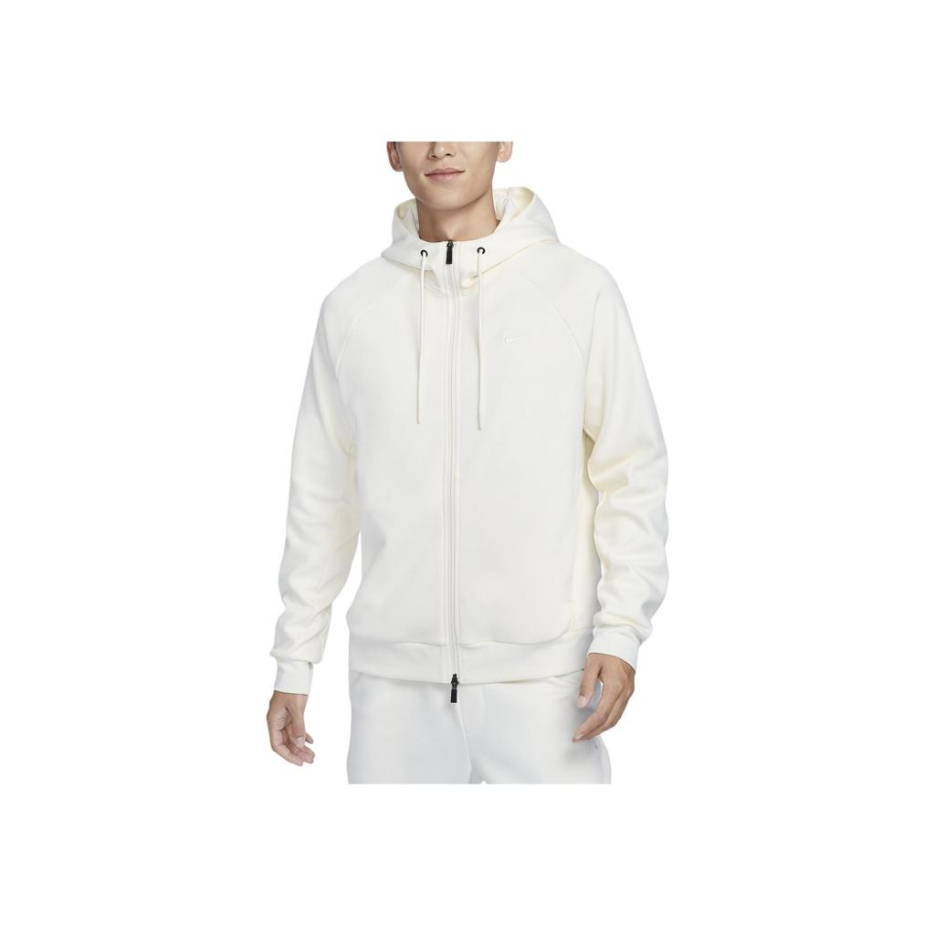 Nike Primary Dri-Fit Hooded Zip Design Quick-Dry Breathable Solid Color Logo Long Sleeve Jacket Men Jackets White FZ0968-110