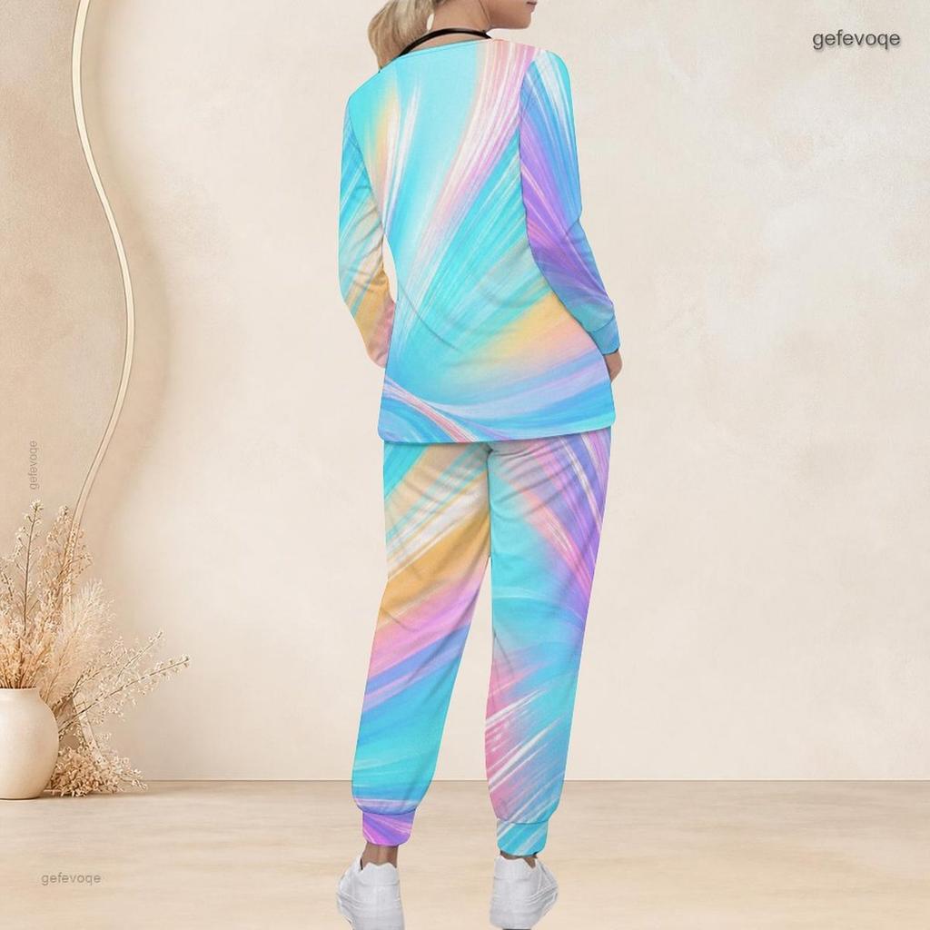 Women Plus Size V Neck Long Sleeve Printed Nurse Scrub Two Piece Set With Pockets