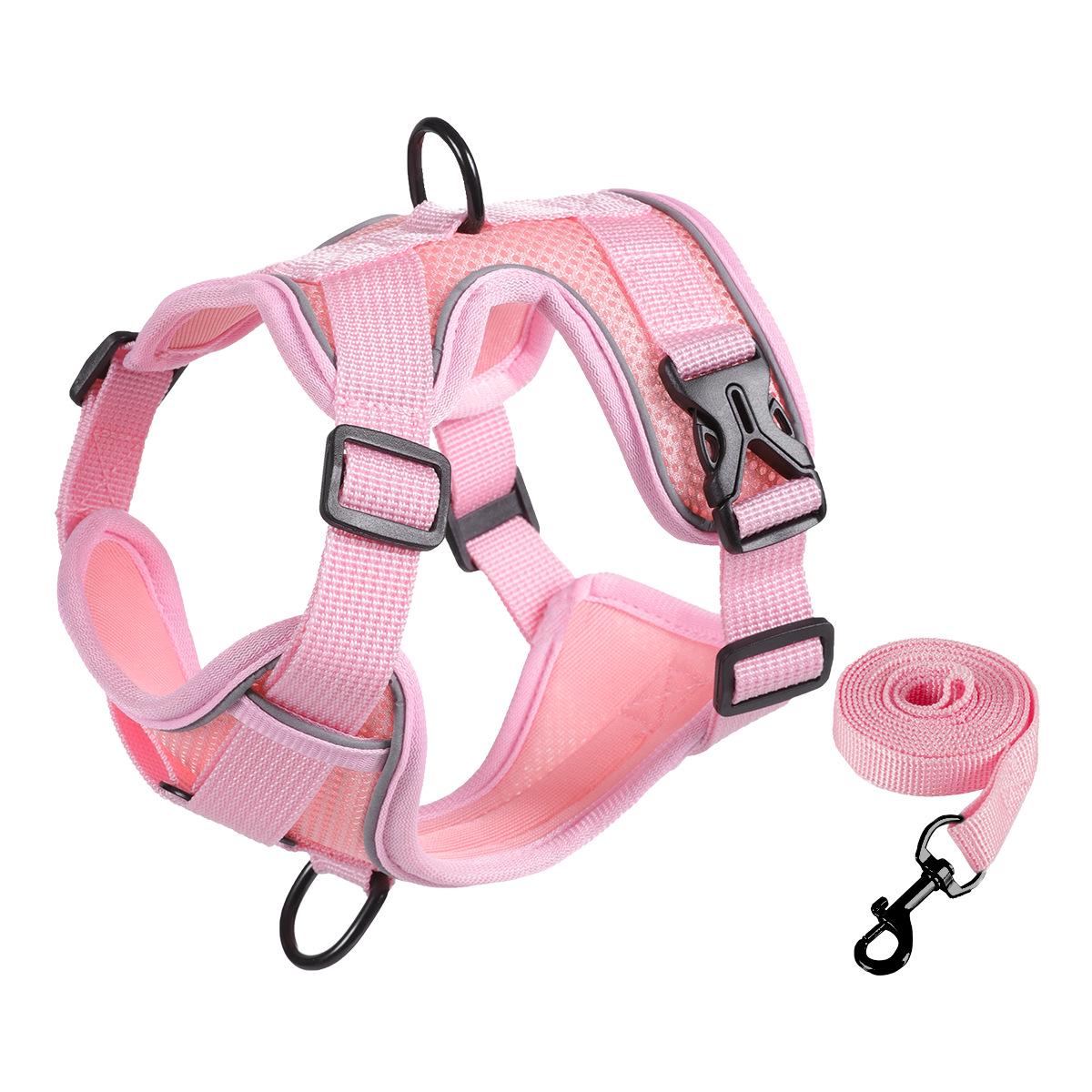 

Светоотражающая дышащая противоразрывная шлейка в виде жилета для маленьких собак и кошек XL (7.5-11.5 kg) розовый