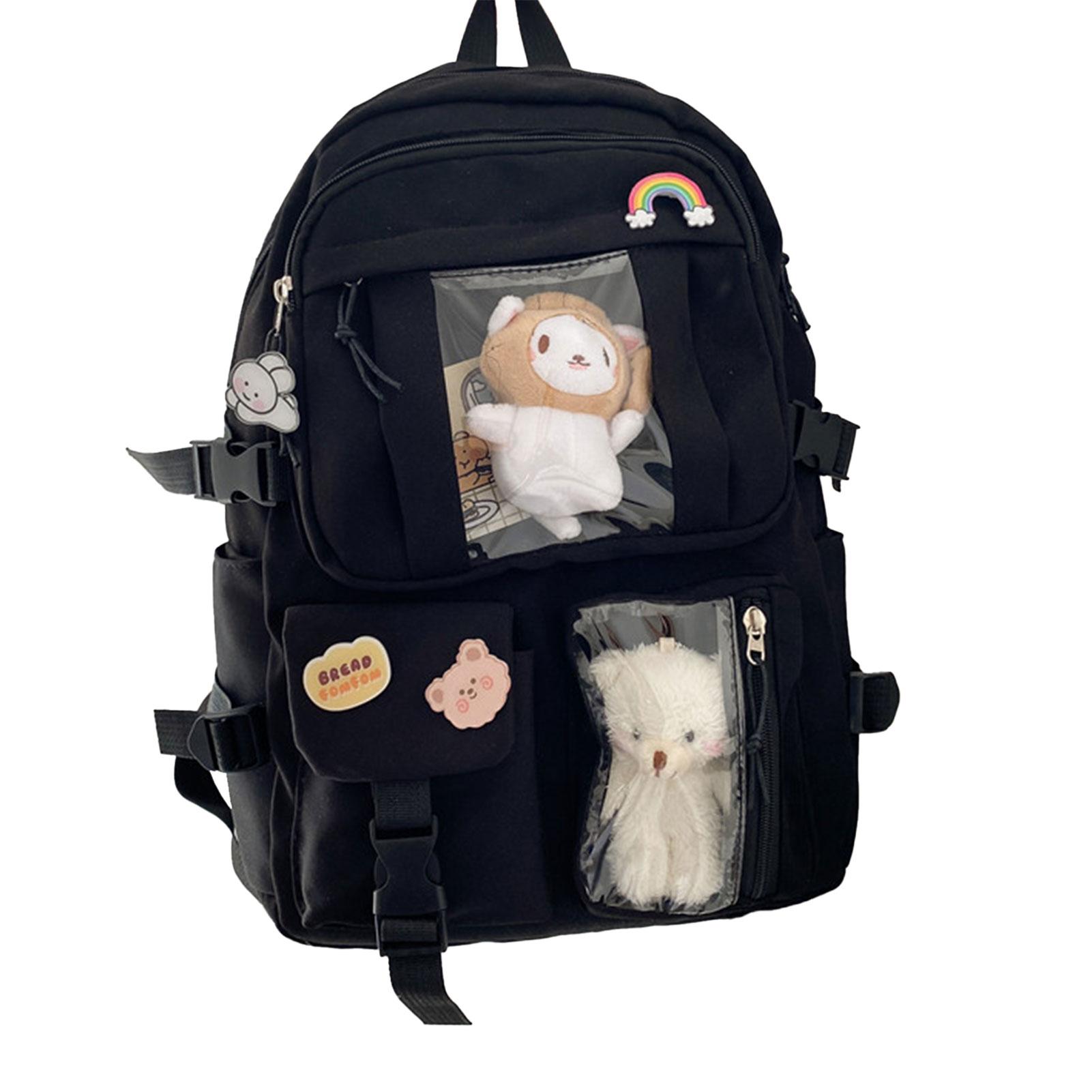 

Causal Simple Travel School Bags Portable Large Capacity Waterproof School Books Pencil Case Water Bottle Bookbag For Men Women чёрный