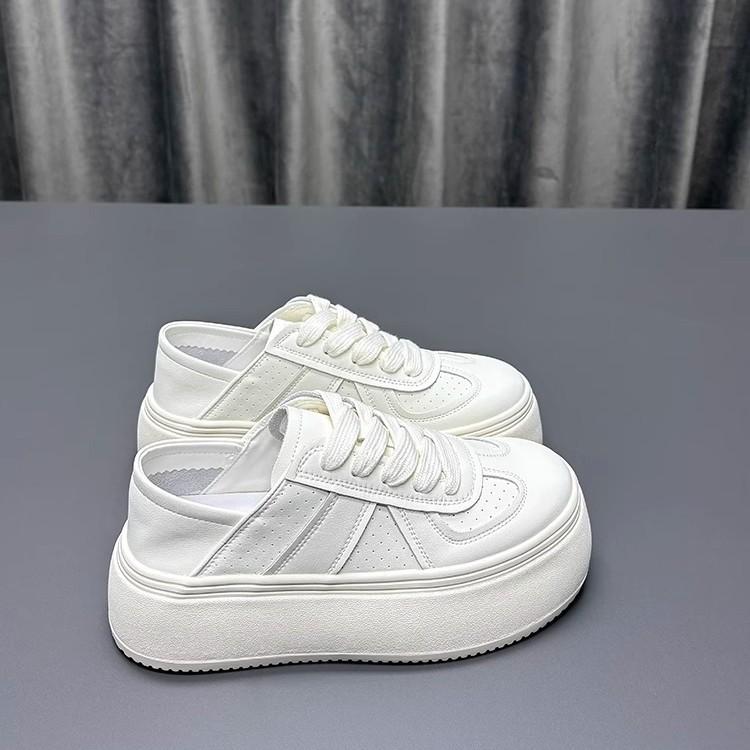 Leather two wear white shoes women's spring 2025 new round head platform fashion versatile casual sports shoes