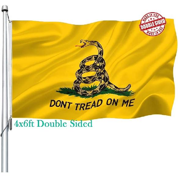 Double Sided Dont Tread on Me Gadsden Flag- Heavy Duty Don't Tread on Me Flag 3x5 outdoor -Tea Party Rattlesnake Flags Banner with 2 Brass Grommets 4