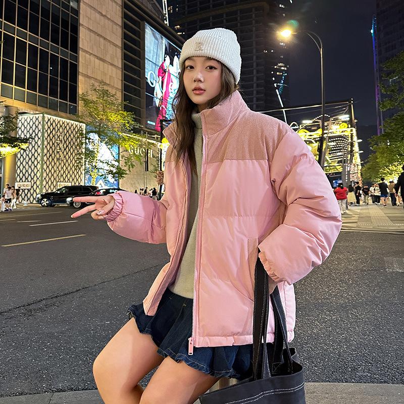 Padded clothes men's winter windproof corduroy padded clothes couple women's thickened padded jacket jacket stand-up collar to keep warm