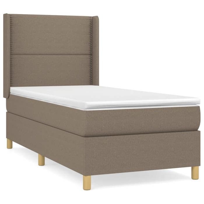 Maison Exclusive - Bed Slat Base with Taupe Mattress 100x200 Cm Fabric