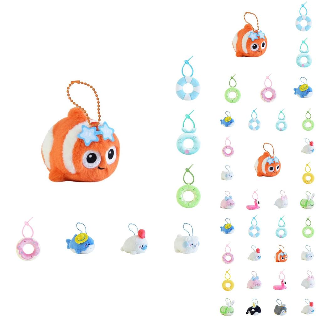 Adorable Ocean Animal Plush Keychain Collection Featuring Cute Turtles Clownfish Dolphins And Seals