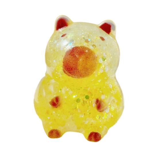 Glitter Capybara Sugar Stress Ball Anxiety Relief Clear Capybara Squeeze Toy Stretchy Slow Rising Relaxing Animal Pinch Fidget Toy жёлтый