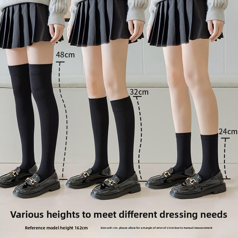 Pressure Long Leggings for Women - Strong Leg Slimming and Over-Knee Compression Stockings - Winter Autumn Women's Black Cotton Stockings