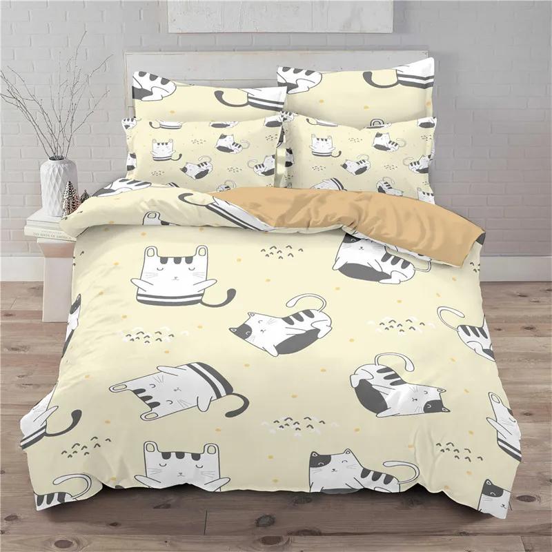 Cartoon Cat Duvet Cover Twin For Kids Teen Bedroom Decor Microfiber Cute Cartoon Animal Pet Kitten Bedding Set With 2 Pillowcase