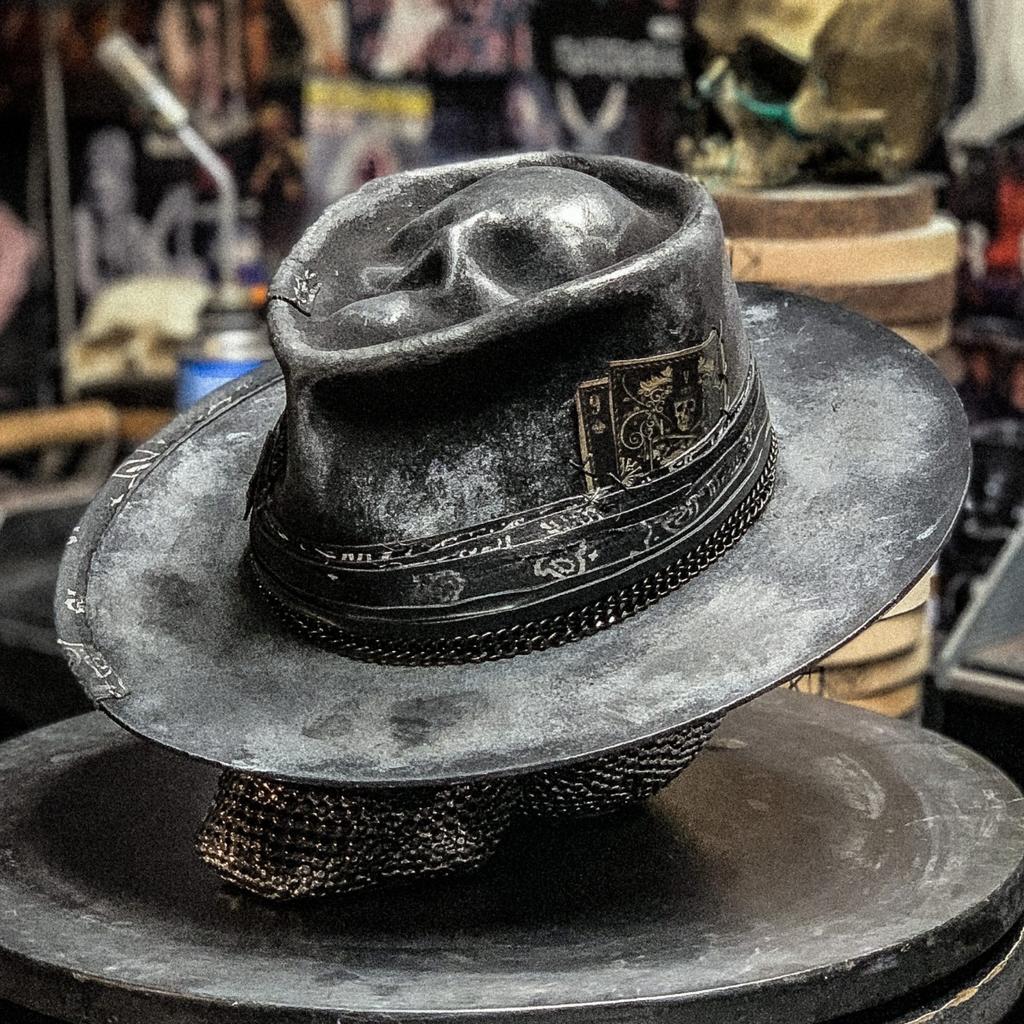 Halloween "Ceifador Triste" Chapéu de Caveira Feito à Mão Chapéu de Cowboy de Feltro Estação Independente
