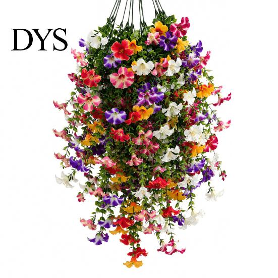Realistic Artificial Plant Decor 10/16Pcs Hanging Flowers, Faux Morning Glory Vine with Eucalyptus, UV Resistant Greenery for Office Fake Plants