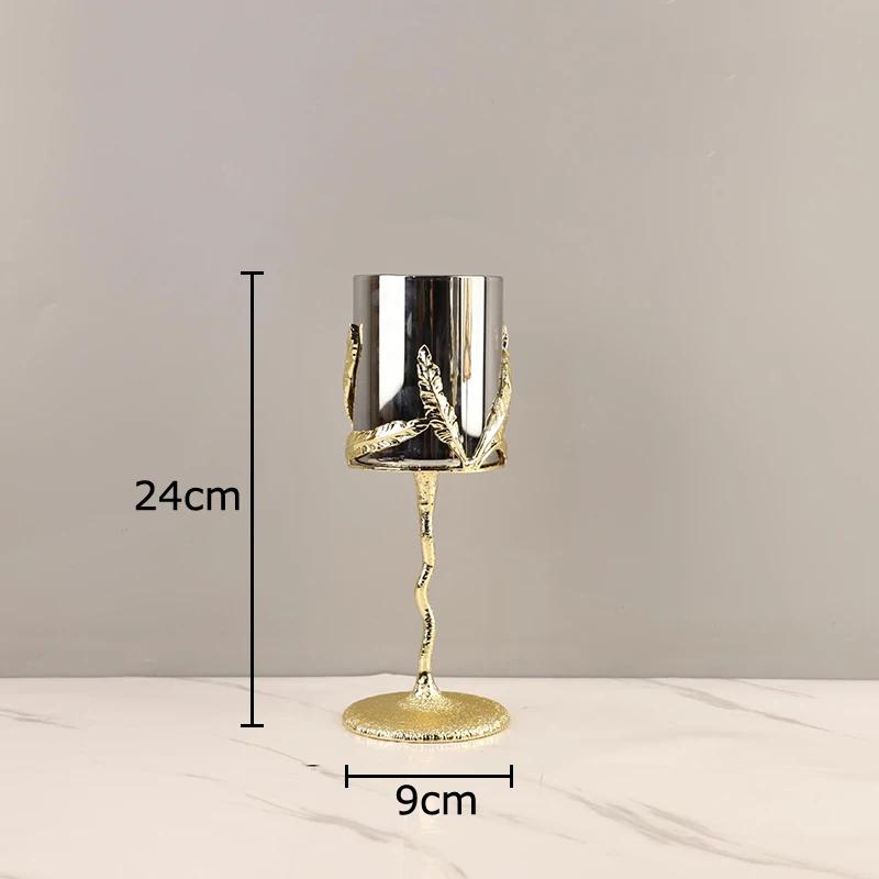 

Golden Branches Candle Holders Desk Decoration High Footed Metal Glass Candlestick Wax Melt Burner Creative Home Aroma Container