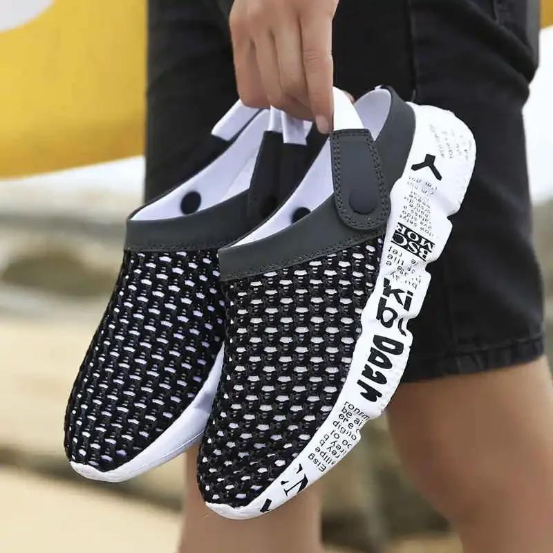 Fashion Men's Clogs Male Tennis Flat Sandals Air Flip Flops Men Non-Casual Men's Leather Shoes Running-Shoes Tennis Durable Outsole Low