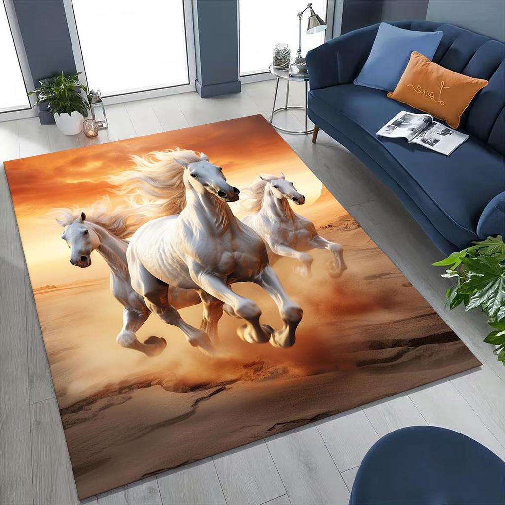 Traum Galopp Ross Pferd Mustang Cartoon Kunst Teppich Teppich für Schlafzimmer Wohnzimmer Sofa Haus Fußmatte Dekor, Kinder Rutschfeste Bodenmatte