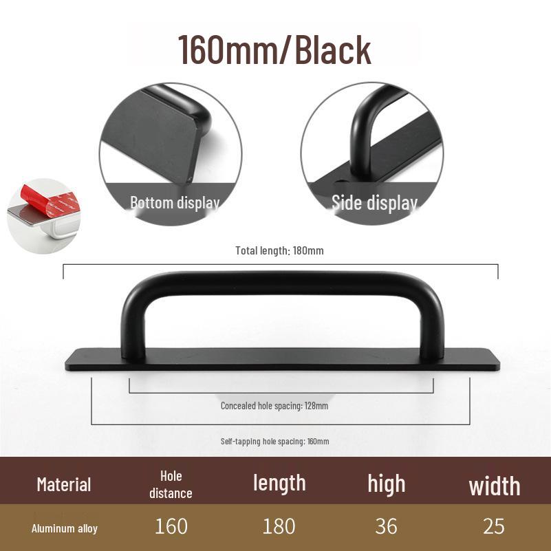 Hole-Free Aluminum Alloy Sliding Door Handle for Cabinets and Drawers