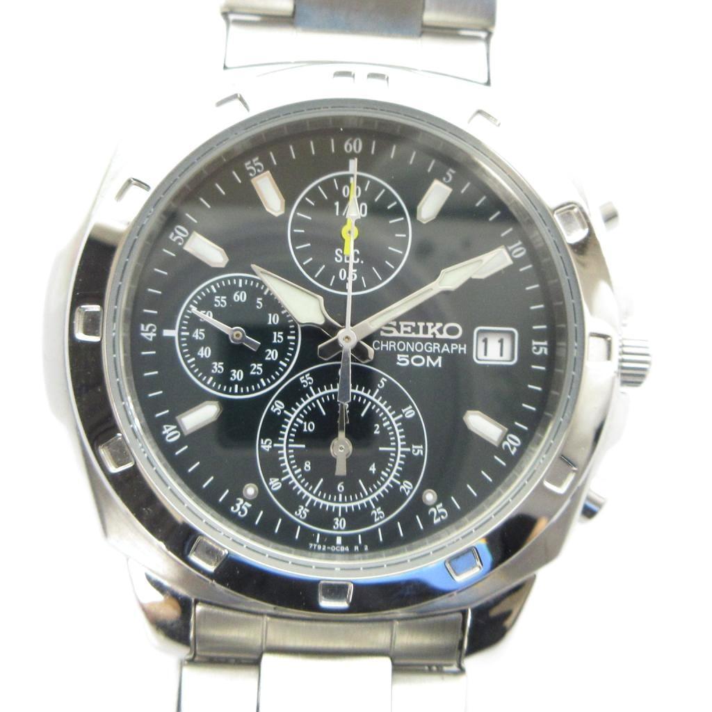 SEIKO Watch Quartz Chronograph with Calendar Date Green Dial Silver Color 7T92-0CA0 GY18/ MQ Men's