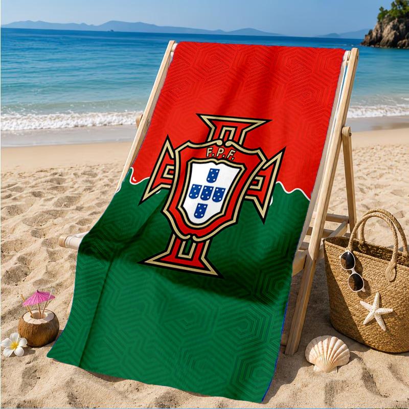 Strandtuch mit Wappen der Portugiesischen Fußballföderation, Schnell trocknend, Pflegeleicht, Geeignet für Fitness und Strandurlaub, Sport-Essential
