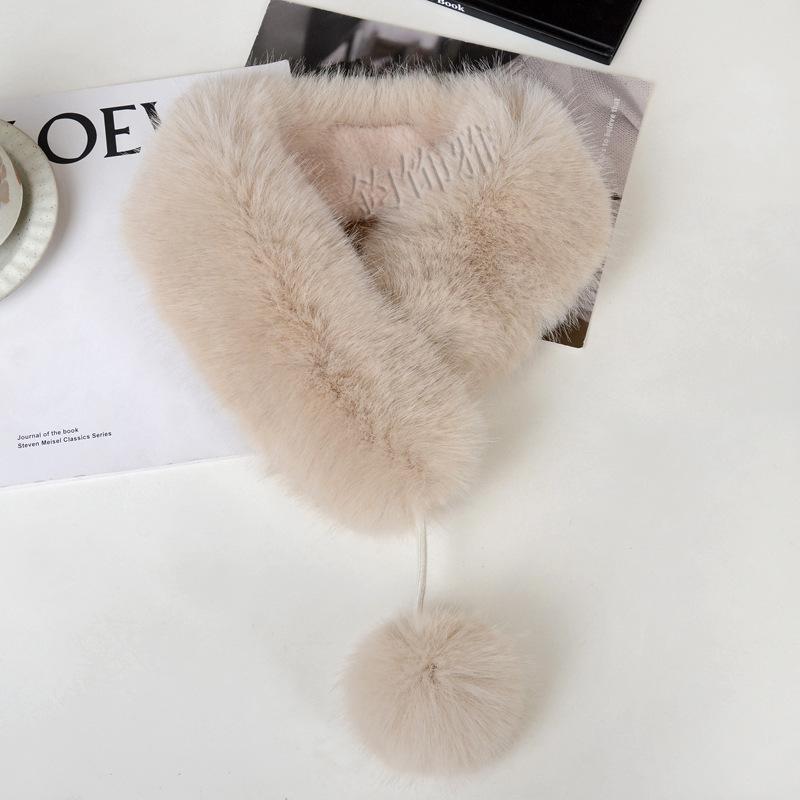 Faux Fox Fur Scarf Thickened Warm Luxury Texture Winter Women Neck Warmer Collar Shawl Fashionable Elegant