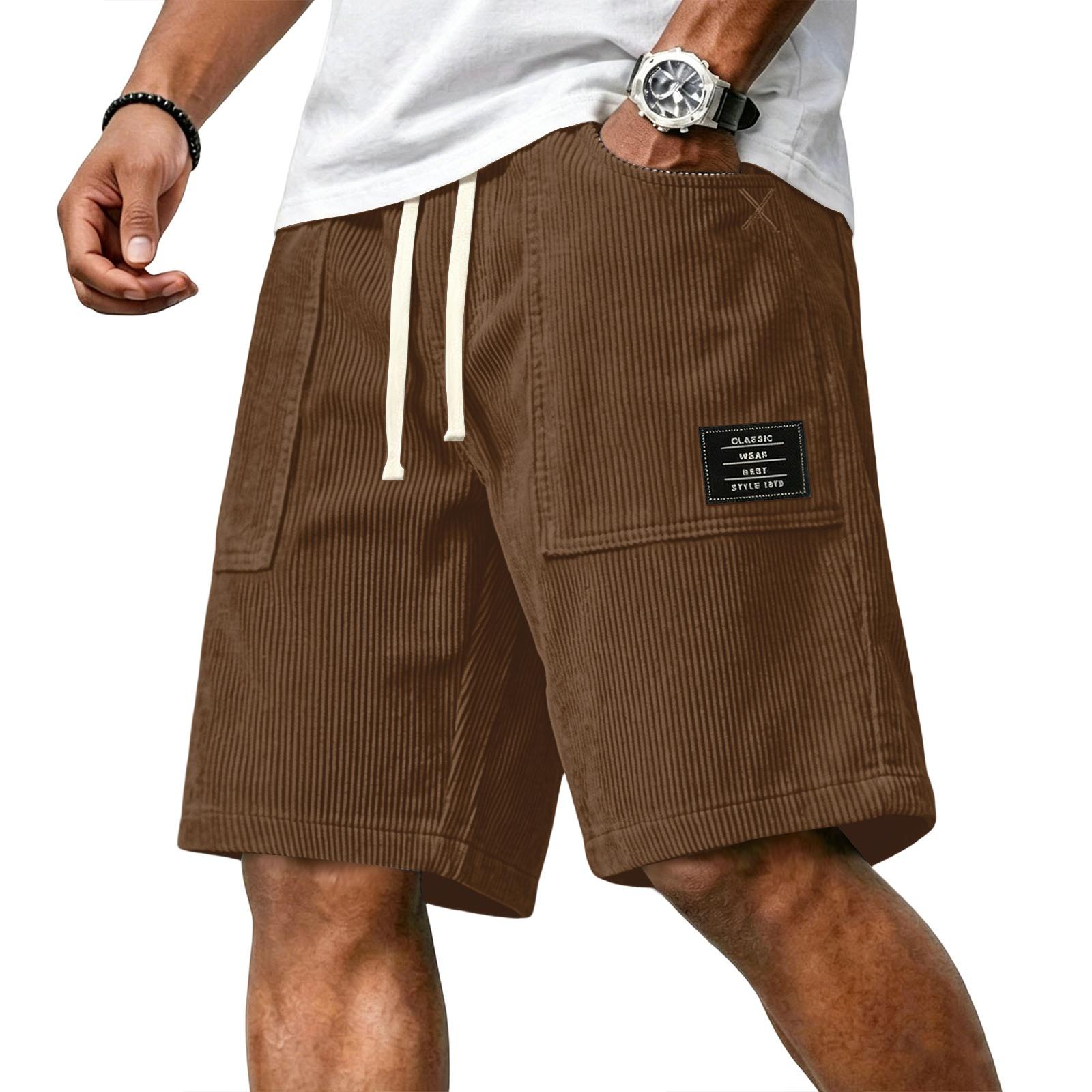

Men s Casual Corduroy Drawstring Shorts Relaxed Fit Lightweight Breathable Fabric Comfortable Waistband Suitable for Daily Wear S